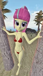 Size: 900x1600 | Tagged: suggestive, artist:oatmeal!, derpibooru import, sour sweet, human, equestria girls, 3d, beach, bikini, clothes, gmod, image, ocean, palm tree, png, sexy, solo, swimsuit, tree, tropical