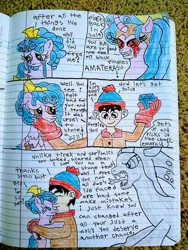 Size: 774x1032 | Tagged: safe, derpibooru import, cozy glow, human, pegasus, pony, a better ending for cozy, comic, crossover, female, filly, foal, image, jpeg, reformed, south park, stan marsh