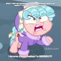 Size: 944x944 | Tagged: safe, derpibooru import, edit, edited screencap, screencap, cozy glow, pegasus, pony, frenemies (episode), angry, cozy glow is not amused, female, filly, image, meme, png