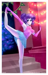 Size: 2654x4100 | Tagged: safe, artist:xjenn9, derpibooru import, rarity, ballerina, blushing, clothes, commission, cyrillic, image, leotard, new year, png, russian, solo, ych example, your character here