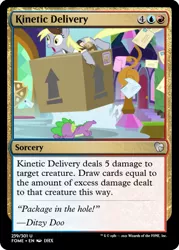 Size: 375x523 | Tagged: safe, derpibooru import, edit, derpy hooves, spike, dragon, pegasus, the point of no return, box, ccg, envelope, image, mail, mailpony uniform, png, school of friendship, stamp, trading card, trading card edit