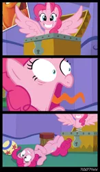 Size: 1288x2206 | Tagged: safe, derpibooru import, edit, edited screencap, editor:teren rogriss, screencap, pinkie pie, alicorn, earth pony, pony, the one where pinkie pie knows, alicornified, chest, image, jpeg, open chest, pinkiecorn, poster, prank, race swap, smash fortune, twilight's castle, xk-class end-of-the-world scenario
