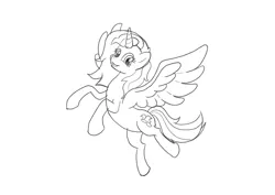Size: 7016x4961 | Tagged: safe, artist:memprices, derpibooru import, oc, alicorn, alicorn oc, flying, high res, horn, image, original character do not steal, pencil drawing, png, request, requested art, sketch, spread wings, traditional art, wings, wings extended