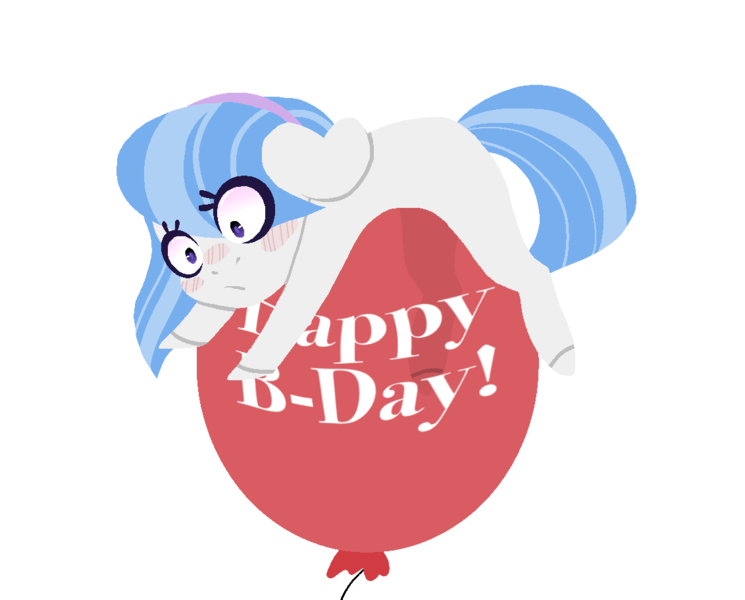 Size: 1132x912 | Tagged: safe, artist:enifersuch, derpibooru import, oc, unofficial characters only, earth pony, pony, balloon, earth pony oc, eyelashes, female, happy birthday mlp:fim, image, mare, png, simple background, solo, transparent background, wide eyes