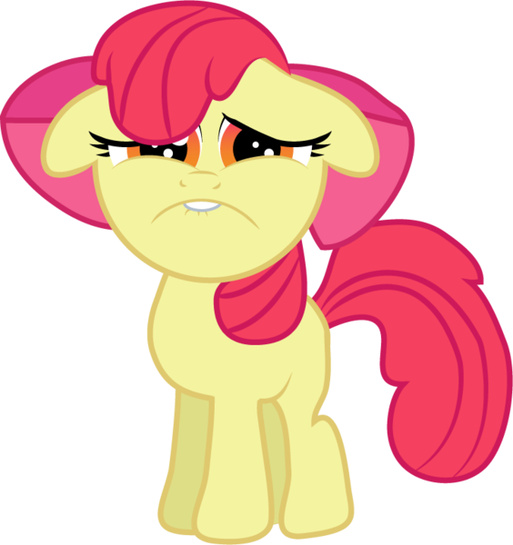 Size: 727x774 | Tagged: safe, artist:creshosk, derpibooru import, apple bloom, earth pony, pony, female, filly, image, png, sad, simple background, solo, transparent background, vector