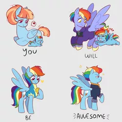 Size: 2160x2160 | Tagged: safe, artist:aylufujo, derpibooru import, bow hothoof, rainbow dash, windy whistles, pegasus, pony, baby, baby pony, clothes, eyelashes, father and child, father and daughter, female, filly, filly rainbow dash, flying, gray background, heart, hoof hold, image, looking back, lying down, male, mare, medal, mother and child, mother and daughter, newborn, older, older rainbow dash, pictogram, png, prone, raised hoof, simple background, smiling, solo, underhoof, uniform, unshorn fetlocks, wings, wonderbolt trainee uniform, younger