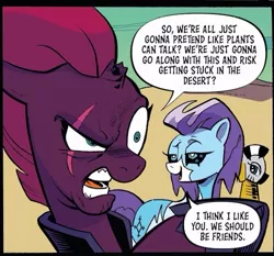 Size: 479x447 | Tagged: safe, artist:andypriceart, derpibooru import, idw, crystal (character), tempest shadow, zecora, kelpie, spoiler:comic, spoiler:comic91, comic, desert, image, jpeg