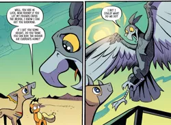 Size: 1040x763 | Tagged: safe, artist:andypriceart, derpibooru import, idw, applejack, abada, bird, roc, spoiler:comic, spoiler:comic91, comic, desert, dust devil (idw), error, image, jpeg, missing mouth