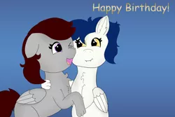 Size: 6000x4000 | Tagged: safe, artist:eminent entropy, derpibooru import, oc, oc:aurora rider, oc:skyfire lumia, unofficial characters only, pegasus, pony, were-pony, birthday, duo, happy birthday, hug, image, png, romantic