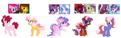 Size: 2309x730 | Tagged: safe, artist:tragedy-kaz, derpibooru import, cheese sandwich, pinkie pie, oc, earth pony, pegasus, pony, base used, eyelashes, female, image, male, mare, offspring, parent:cheese sandwich, parent:pinkie pie, parents:cheesepie, parents:oc x oc, pegasus oc, png, screencap reference, simple background, stallion, transparent background, wings