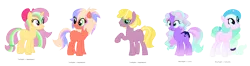 Size: 2000x528 | Tagged: safe, artist:tragedy-kaz, derpibooru import, oc, unofficial characters only, pony, unicorn, base used, ethereal mane, eyelashes, female, glasses, horn, image, magical lesbian spawn, male, mare, offspring, parent:applejack, parent:twilight sparkle, parents:starlestia, parents:starluna, parents:twijack, png, raised hoof, simple background, smiling, stallion, starry mane, transparent background, unicorn oc