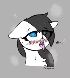 Size: 1496x1661 | Tagged: suggestive, artist:coarfdraw, derpibooru import, oc, oc:jet blast, unofficial characters only, pegasus, ahegao, blushing, chest fluff, drool, drool string, estrus, eye clipping through hair, eyes rolling back, heart, heart eyes, horny, image, implied estrus, jpeg, open mouth, simple background, solo, sweat, tongue out, wingding eyes