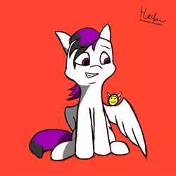 Size: 1080x1080 | Tagged: safe, artist:haekal20, derpibooru import, oc, oc:renald, unofficial characters only, bee, insect, pegasus, pony, image, jpeg, red background, simple background, solo