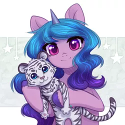 Size: 2000x2000 | Tagged: safe, artist:avrameow, derpibooru import, izzy moonbow, big cat, pony, tiger, unicorn, my little pony: a new generation, g5, image, plushie, png