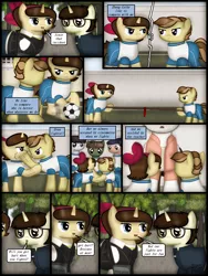 Size: 1750x2333 | Tagged: safe, artist:99999999000, derpibooru import, oc, oc:cwe, oc:mar baolin, oc:zhang cathy, unofficial characters only, earth pony, pony, unicorn, comic:nice to meet you, clothes, colt, comic, female, fight, filly, football, image, male, png, sports, tree, tug of war