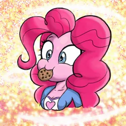 Size: 2048x2048 | Tagged: safe, artist:stammis, derpibooru import, pinkie pie, equestria girls, cookie, food, image, jpeg, mouth hold, solo