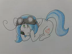 Size: 2064x1548 | Tagged: safe, artist:cherro, derpibooru import, oc, oc:mal, unofficial characters only, earth pony, pony, goggles, image, jpeg, solo, traditional art