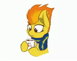 Size: 4096x3254 | Tagged: safe, artist:simplesample, derpibooru import, spitfire, pegasus, pony, chocolate, clothes, cute, cutefire, ear fluff, food, hot chocolate, image, jpeg, marshmallow, scarf, simple background, white background