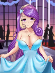 Size: 1552x2048 | Tagged: suggestive, artist:thebrokencog, derpibooru import, princess cadance, human, absolute cleavage, ballgown, big breasts, breasts, busty princess cadance, cleavage, clothes, commission, dress, female, gala dress, humanized, image, jewelry, looking at you, necklace, png, smiling, smiling at you, solo, solo female