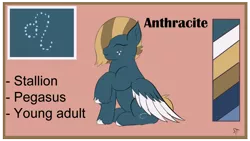 Size: 1192x670 | Tagged: safe, artist:schumette14, derpibooru import, oc, oc:anthracite, pegasus, pony, alternate universe, astrology, image, male, multiverse, next generation, offspring, parent:big macintosh, parent:marble pie, parents:marblemac, png, stallion