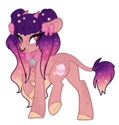 Size: 700x733 | Tagged: safe, artist:necrophilifox, derpibooru import, oc, unofficial characters only, pony, base used, bow, colored hooves, ethereal mane, hair bow, image, leonine tail, male, nose piercing, nose ring, piercing, png, simple background, smiling, solo, stallion, starry mane, tail, transparent background