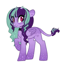 Size: 750x733 | Tagged: safe, artist:necrophilifox, derpibooru import, oc, unofficial characters only, pony, base used, choker, eyelashes, female, horns, image, leonine tail, mare, png, raised hoof, simple background, smiling, solo, tail, transparent background, wings