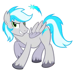 Size: 1490x1449 | Tagged: safe, artist:khimi-chan, derpibooru import, oc, oc:silverbolt, unofficial characters only, pegasus, pony, colored wings, image, male, pegasus oc, png, simple background, smiling, stallion, transparent background, two toned wings, unshorn fetlocks, wings