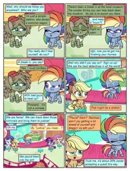 Size: 612x802 | Tagged: safe, artist:newbiespud, artist:swest, artist:winged cat, derpibooru import, edit, edited screencap, screencap, applejack, dishwater slog, fluttershy, rainbow dash, rarity, twilight sparkle, twilight sparkle (alicorn), alicorn, earth pony, pegasus, pony, unicorn, comic:friendship is dragons, my little pony: pony life, the best of the worst, spoiler:pony life s01e02, angry, comic, dialogue, eyelashes, eyes closed, female, freckles, frown, hat, image, mare, png, screencap comic, sitting, smiling
