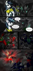 Size: 1645x3519 | Tagged: grimdark, artist:aschenstern, derpibooru import, shining armor, thorax, changeling, pony, comic:flurry and stag, blood, death, image, jpeg