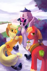 Size: 672x1000 | Tagged: safe, artist:amy30535, derpibooru import, applejack, big macintosh, twilight sparkle, twilight sparkle (alicorn), alicorn, bird, pigeon, image, jpeg, taipei, taiwan