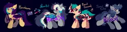 Size: 9000x2300 | Tagged: safe, artist:mirtash, derpibooru import, oc, unofficial characters only, bat pony, pony, unicorn, adoptable, bat pony oc, bat wings, image, png, wings