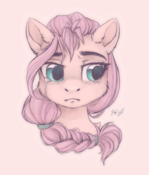 Size: 1105x1295 | Tagged: safe, artist:vird-gi, derpibooru import, sunny starscout, earth pony, pony, my little pony: a new generation, bust, crying, female, g5, image, jpeg, mare, portrait, signature, solo