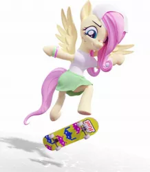 Size: 1789x2048 | Tagged: safe, artist:xppp1clubs, derpibooru import, fluttershy, pegasus, pony, semi-anthro, clothes, image, jpeg, shadow, shirt, simple background, skateboard, skirt, tail, white background, wings, wristband