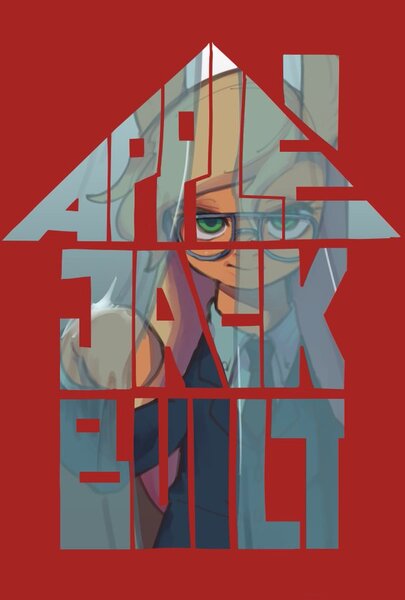 Size: 608x900 | Tagged: safe, artist:kirunosindo, applejack, earth pony, businessmare, business suit, clothes, glasses, image, jpeg, poster, solo