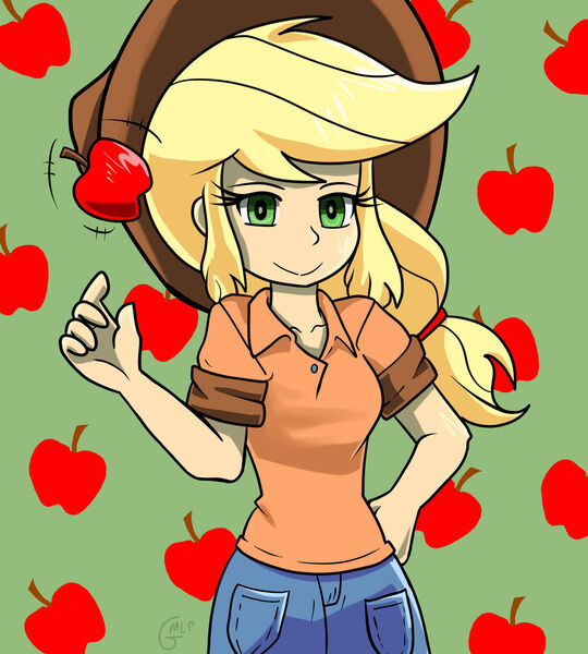 Size: 1280x1423 | Tagged: safe, artist:genericmlp, derpibooru import, applejack, human, clothes, humanized, image, jpeg, shirt, solo