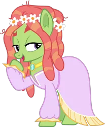 Size: 3313x4000 | Tagged: safe, artist:frownfactory, derpibooru import, tree hugger, earth pony, pony, make new friends but keep discord, clothes, dress, female, floral head wreath, flower, image, jewelry, mare, necklace, png, simple background, solo, transparent background, vector