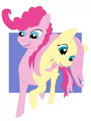 Size: 1200x1600 | Tagged: safe, artist:beautifulhorseme, derpibooru import, fluttershy, pinkie pie, earth pony, pegasus, pony, ettin pony, fusion, happy, image, png, two heads are better than one, two heads are sexier than one, we have become one