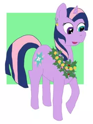 Size: 1200x1600 | Tagged: safe, artist:beautifulhorseme, derpibooru import, fluttershy, twilight sparkle, pony, unicorn, fusion, happy, image, png, potara, solo, we have become one, wreath