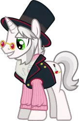 Size: 2647x4059 | Tagged: safe, artist:lincolnbrewsterfan, derpibooru import, official, unnamed character, unnamed pony, pony, unicorn, .svg available, beard, button, clothes, derpibooru exclusive, eyebrows, facial hair, formal, gameloft, glasses, gray mane, gray tail, green eyes, hat, hearth's warming, hearth's warming tavern pony, image, looking down, looking forward, male, multicolored mane, multicolored tail, necktie, png, shirt, silver mane, simple background, smiling, spectacles, stallion, standing, striped mane, striped tail, suit, tail, tavern, top hat, transparent background, vector