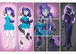 Size: 5787x4093 | Tagged: suggestive, artist:ginyu1992, derpibooru import, idw, nightmare rarity, rarity, equestria girls, absolute cleavage, absurd resolution, age progression, ass, bimbo, bimboification, breasts, busty nightmare rarity, butt, cleavage, clothes, commission, corrupted, dress, equestria girls-ified, fall formal outfits, female, image, jewelry, milf, necklace, nightmare forces, nightmare rearity, png, smoke, transformation