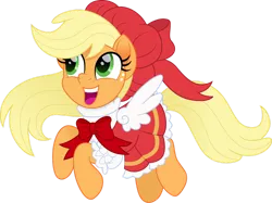 Size: 1280x959 | Tagged: safe, artist:cloudyglow, derpibooru import, applejack, earth pony, pony, anime, cardcaptor sakura, clothes, cosplay, costume, dress, image, kinomoto sakura, png, sakura kinomoto, simple background, solo, transparent background, wings