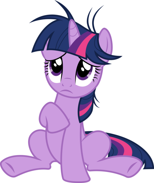 Size: 6000x7148 | Tagged: safe, artist:twilirity, derpibooru import, twilight sparkle, pony, unicorn, lesson zero, .svg available, absurd resolution, female, frown, full body, horn, image, looking up, mare, messy mane, multicolored mane, multicolored tail, png, purple eyes, simple background, sitting, solo, tail, transparent background, unicorn twilight, vector