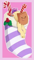 Size: 1313x2318 | Tagged: safe, artist:superduperath, derpibooru import, oc, oc:paper bag, earth pony, candy, candy cane, christmas, commission, earth pony oc, fake cutie mark, food, holiday, holly, image, jpeg, paper bag, ych result