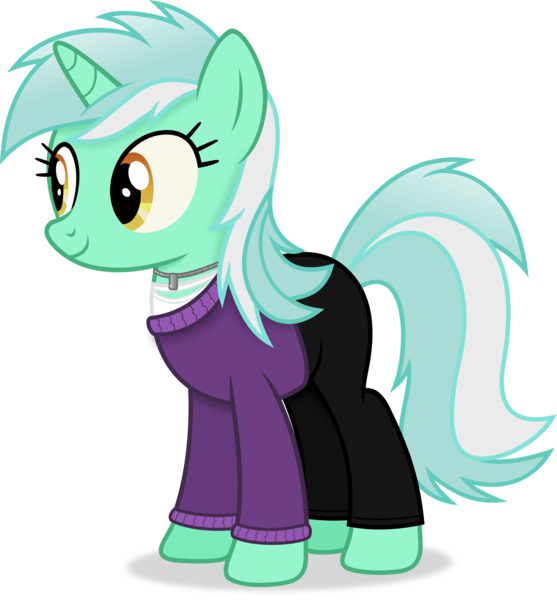 Size: 3755x4044 | Tagged: safe, artist:anime-equestria, derpibooru import, lyra heartstrings, pony, unicorn, clothes, female, full body, happy, high res, horn, image, jewelry, mare, necklace, png, shadow, simple background, smiling, solo, standing, sweater, tail, transparent background, two toned mane, two toned tail, vector
