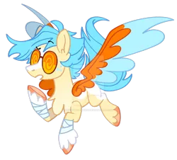 Size: 1280x1156 | Tagged: safe, artist:rohans-ponies, derpibooru import, oc, oc:spitfire song, pegasus, pony, colored wings, deviantart watermark, image, obtrusive watermark, png, simple background, solo, sunglasses, transparent background, two toned wings, watermark, wings