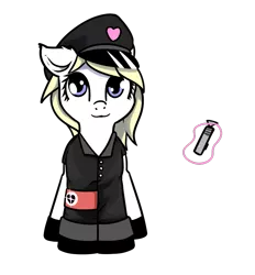 Size: 821x883 | Tagged: dead source, safe, artist:neuro, oc, oc:aryanne, unofficial characters only, earth pony, pony, clothes, female, hat, image, lightsaber, looking at you, mare, nazi, nazipone, png, simple background, solo, star wars, transparent background, uniform, weapon