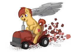 Size: 7016x4961 | Tagged: safe, artist:khaki-cap, derpibooru import, oc, unofficial characters only, earth pony, pony, commission, cutie mark, digital art, dirt, earth pony oc, excited, fast, happy, image, male, png, raffle, raffle prize, seat, signature, simple background, smoke, stallion, team fortress 2, tractor, transparent background, twitter link, vehicle, ych result
