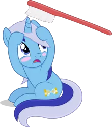 Size: 4573x5196 | Tagged: safe, artist:thatusualguy06, derpibooru import, minuette, pony, unicorn, .svg available, absurd resolution, blush sticker, blushing, cowering, d:, female, image, mare, open mouth, png, simple background, sitting, solo, toothbrush, transparent background, vector