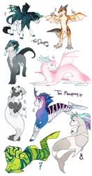 Size: 1024x1938 | Tagged: safe, artist:0naturaldisaster0, derpibooru import, oc, unofficial characters only, anthro, digitigrade anthro, dragon, sea pony, anthro with ponies, dragon oc, furry, horn, image, png, seapony oc, simple background, spread wings, white background, wings