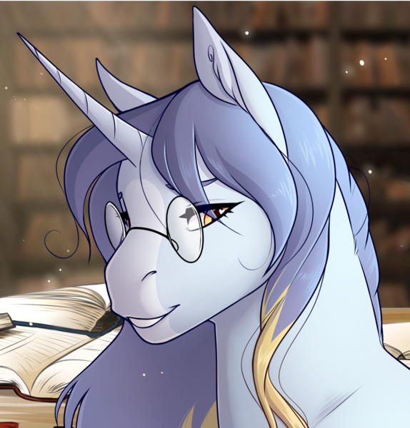 Size: 1054x1101 | Tagged: safe, alternate version, artist:0naturaldisaster0, derpibooru import, oc, unofficial characters only, pony, unicorn, book, bust, female, horn, image, mare, png, smiling, unicorn oc